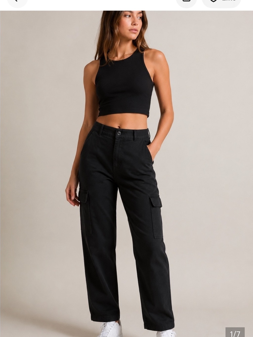 Aritzia Wilfred Free Modern Cargo Pant 2 Black High Rise Utility Pockets Twill